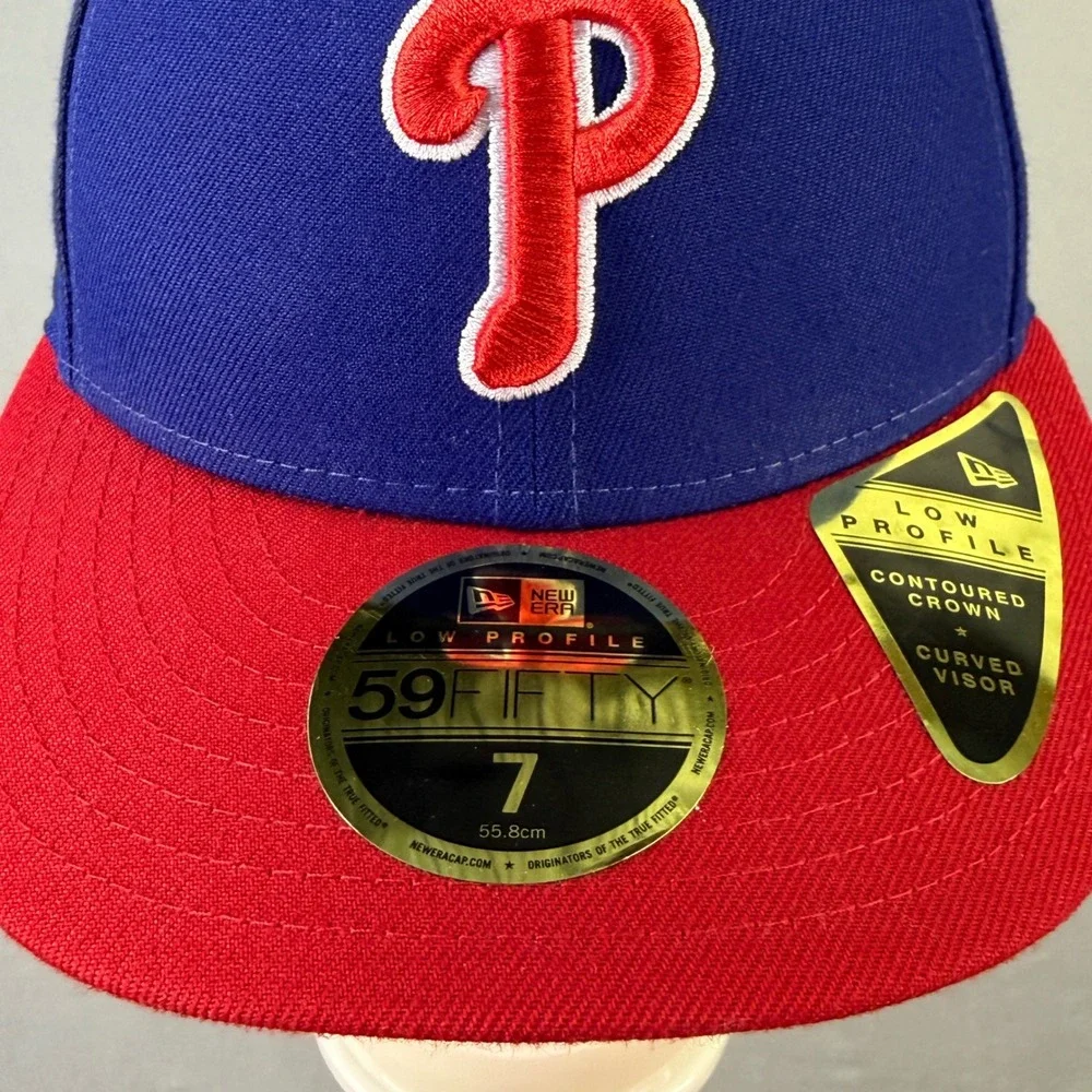 New Era 59FIFTY Low Profile Philadelphia Phillies Hat Blue Red Size 7